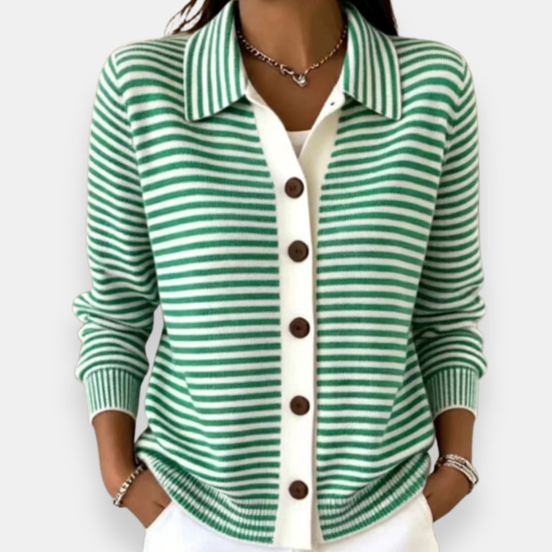 Margaret – Striped Button-Down Cardigan