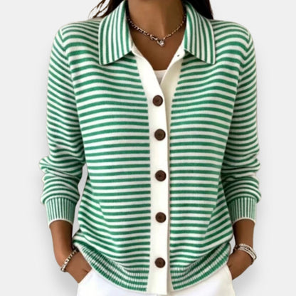 Margaret – Striped Button-Down Cardigan