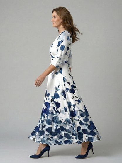 Brya | Cross Wrap Neck Midi Dress