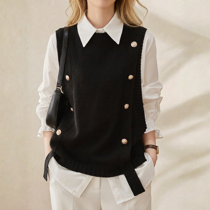 Vera – Knit Vest with Double Button Detail