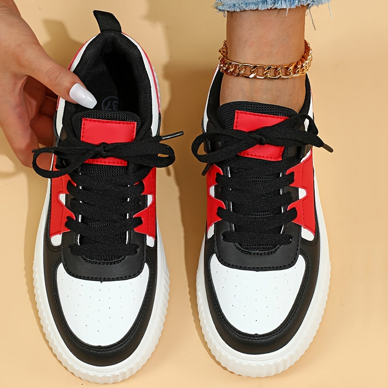 Janet – Lace-Up Colourblock Platform Sneakers