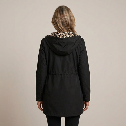 Lorraine – Reversible Hooded Jacket with Leopard Lining