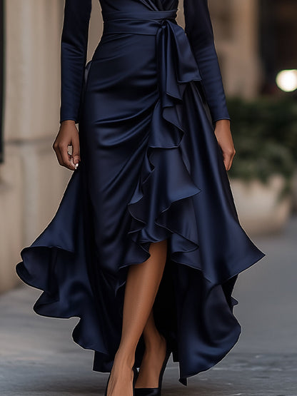Camila | Draped Ruffle Maxi Dress