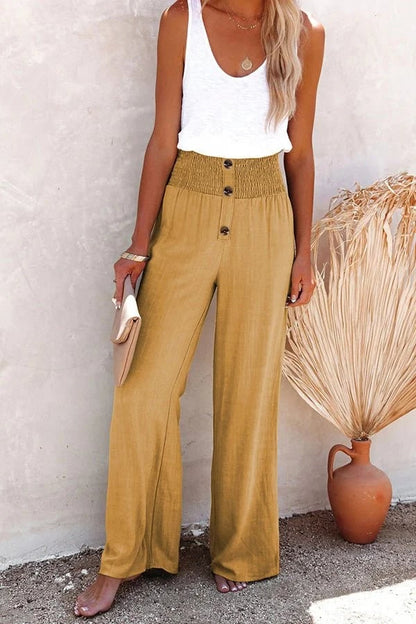 Julia – High-Waist Wide-Leg Linen-Look Pants