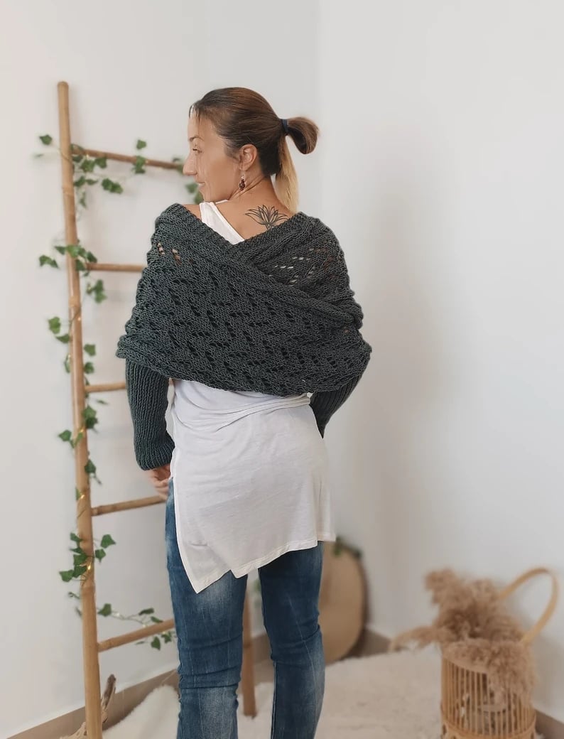 Penny – Lace Knit Wrap Shrug with Sleeves
