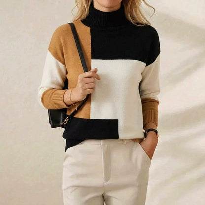 Melinda – Colour-Block Turtleneck Knit Jumper