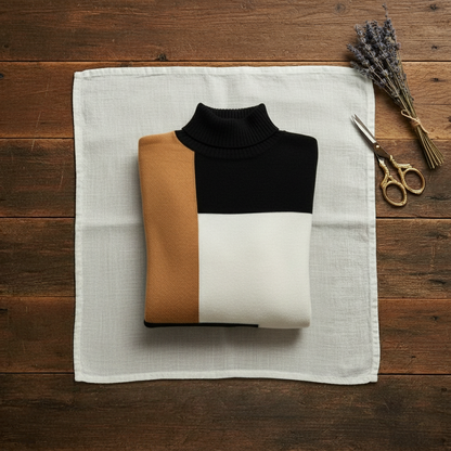 Melinda – Colour-Block Turtleneck Knit Jumper