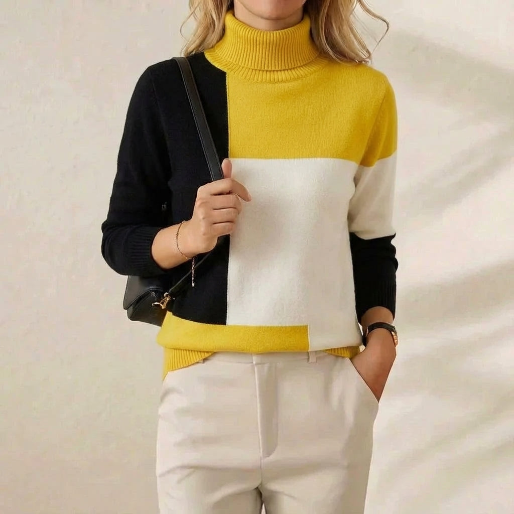 Melinda – Colour-Block Turtleneck Knit Jumper