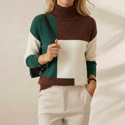 Melinda – Colour-Block Turtleneck Knit Jumper
