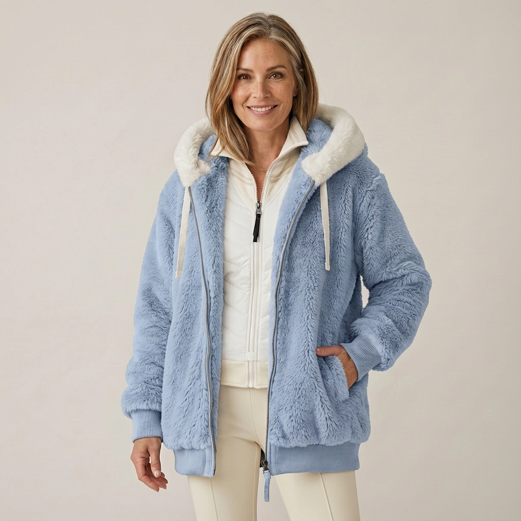 Georgette – Striped Faux Fur Hooded Jacket