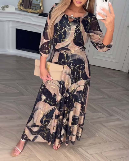 Selene | Printed Waist-Defined Dress
