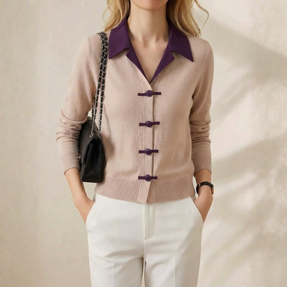 Sonia – Collared Cardigan with Toggle Buttons