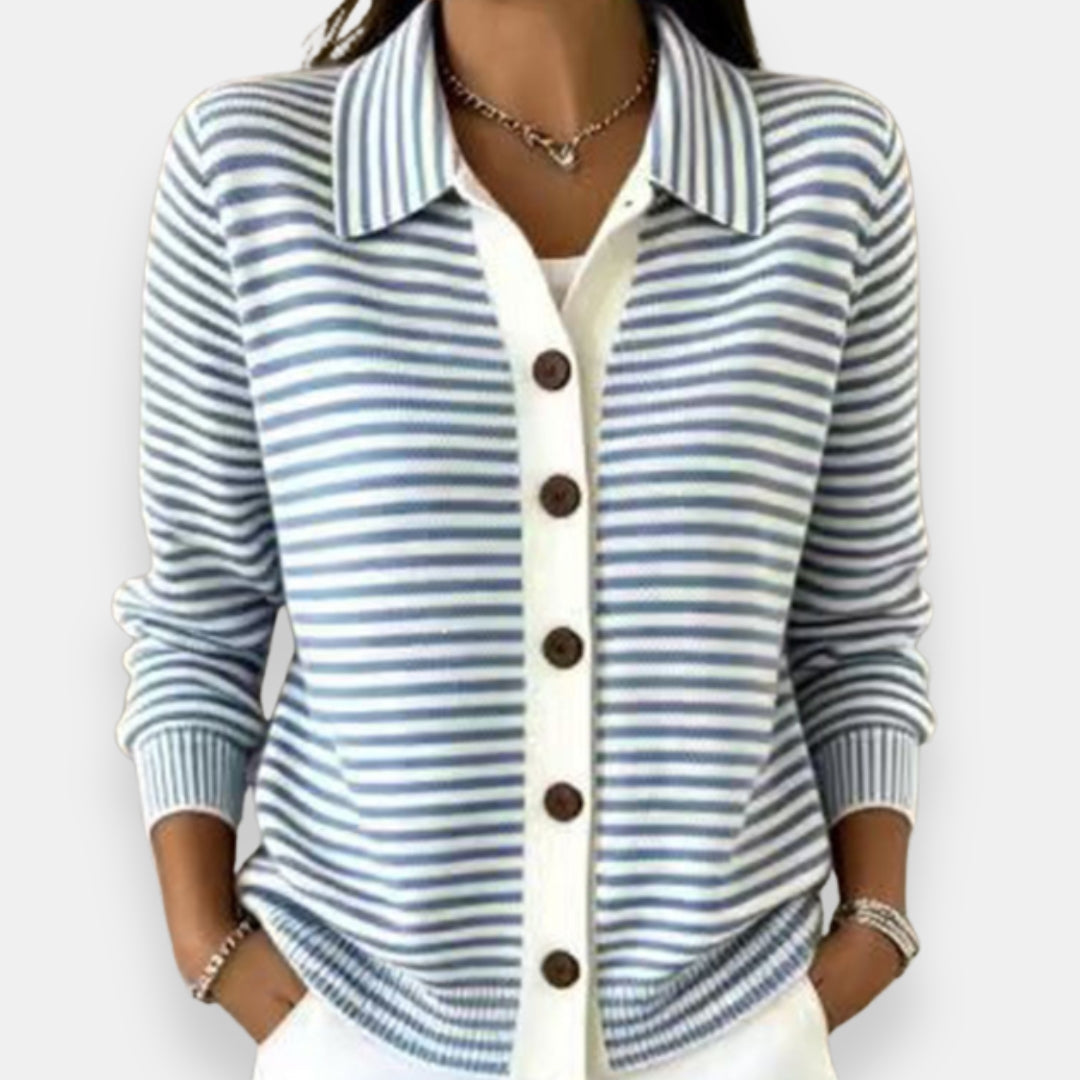 Margaret – Striped Button-Down Cardigan