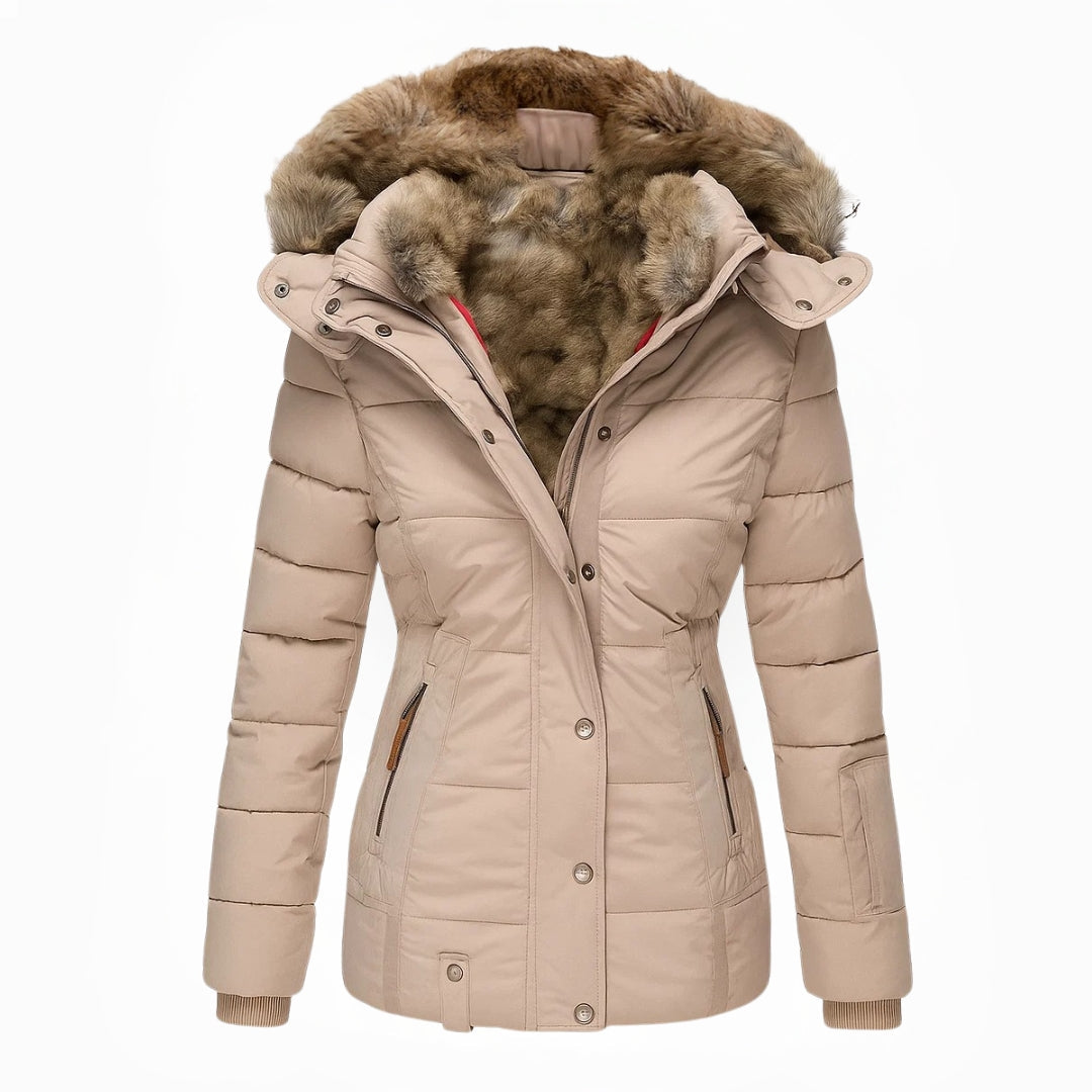 Robin – Quilted Winter Coat with Fur Hood
