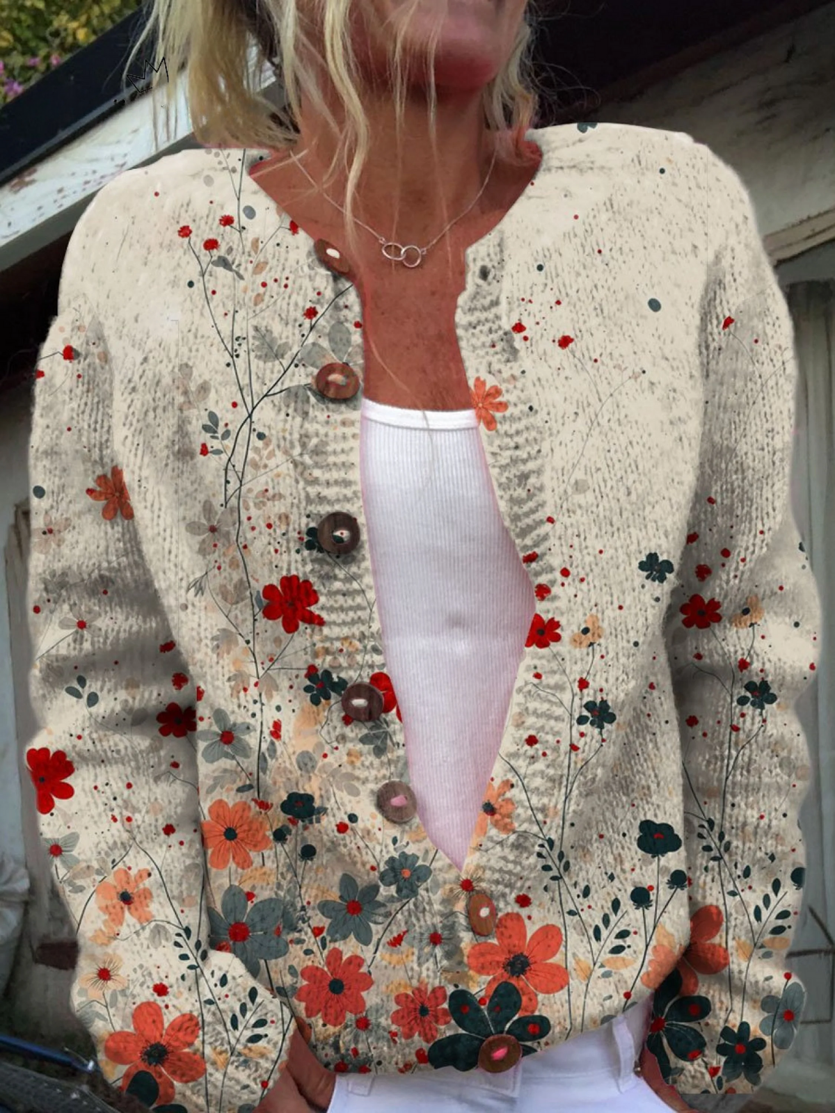 Ramona – Floral Print Knit Cardigan