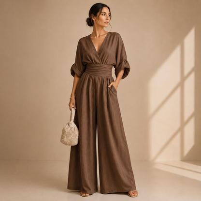 Alexandra – Wide-Leg Wrap Jumpsuit