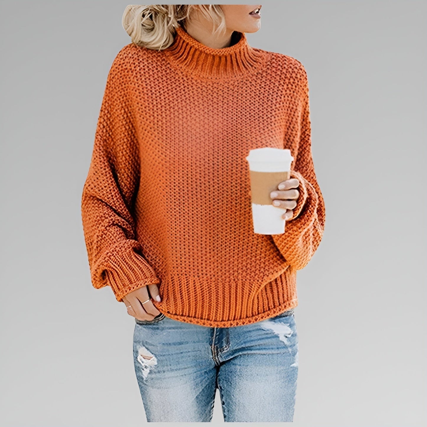 Wanda – Relaxed Mock Neck Knit Jumper