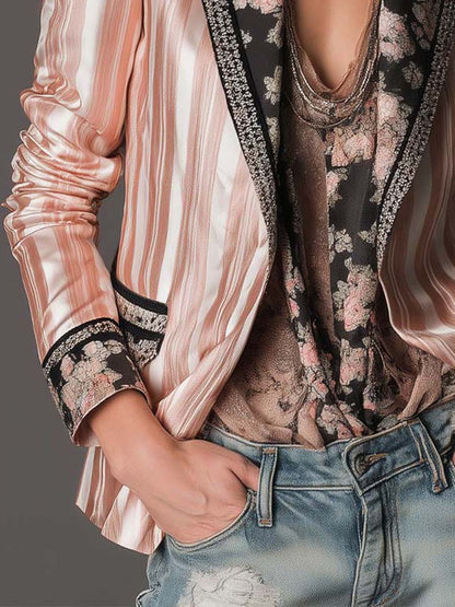 Odessa – Striped Satin-Look Bohemian Blazer