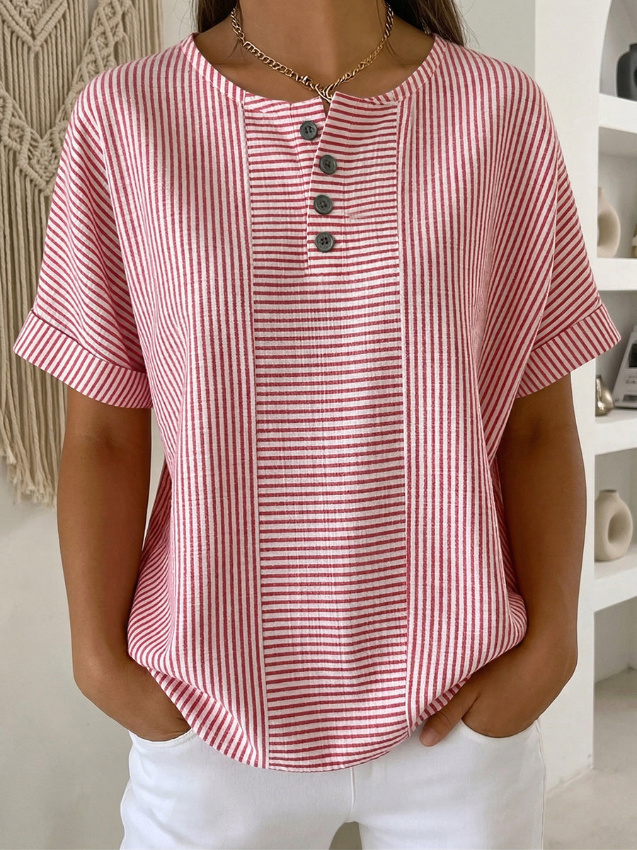 Tanya – Striped Button-Front Top