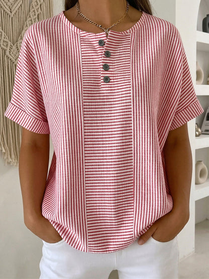 Tanya – Striped Button-Front Top