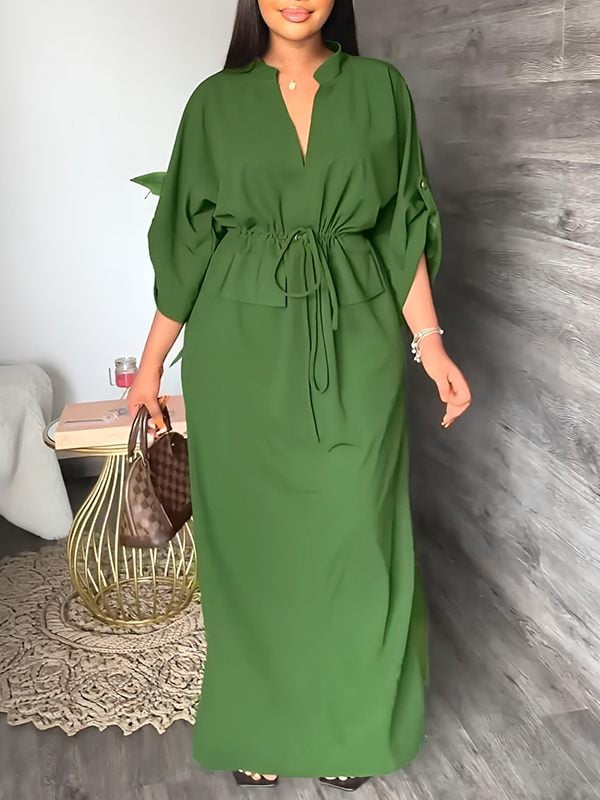 Henrietta – Drawstring Waist Maxi Dress