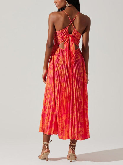 Salem | Coastal Chic Elegant Floral Print Pleats Midi Dress Collection