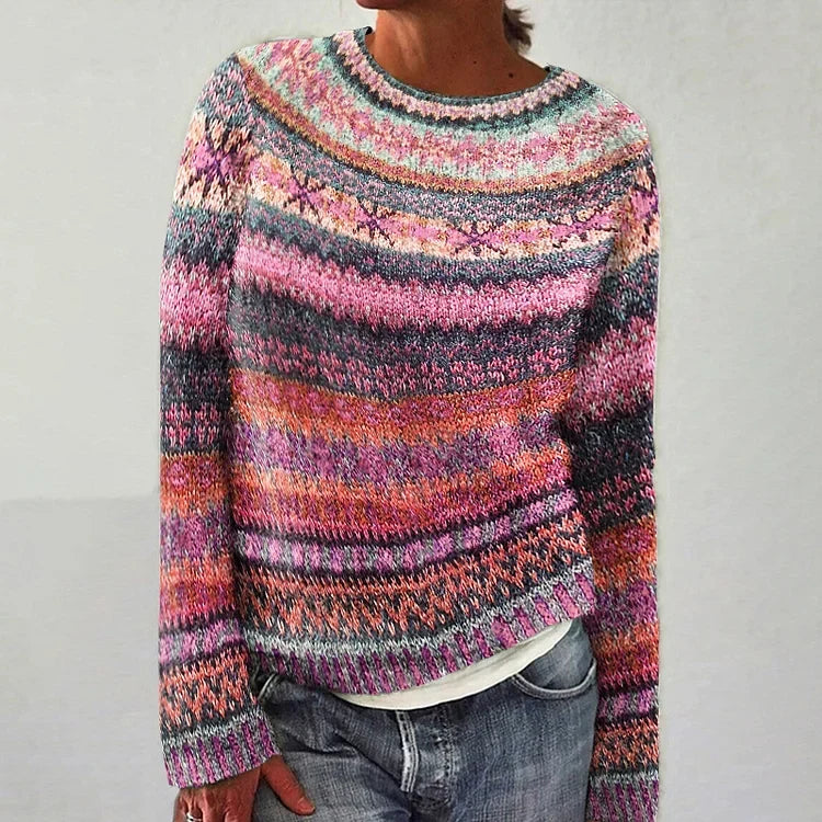 Hazel – Striped Knit Round Neck Jumper