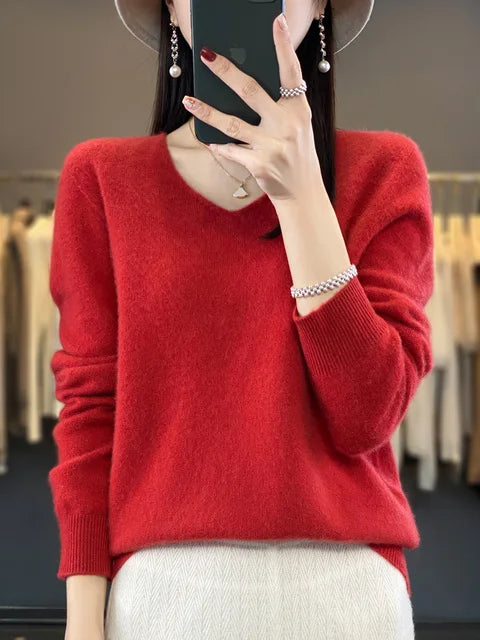 Erica – Loose Knit V-Neck Jumper