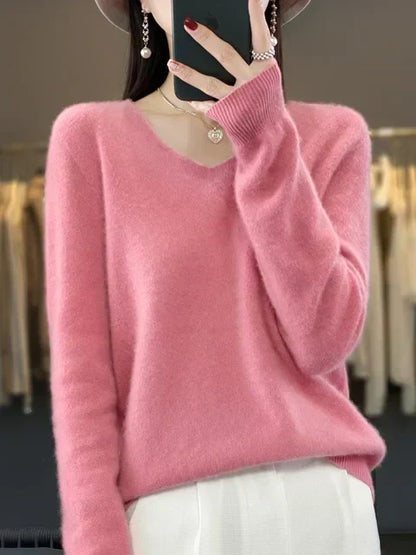 Erica – Loose Knit V-Neck Jumper