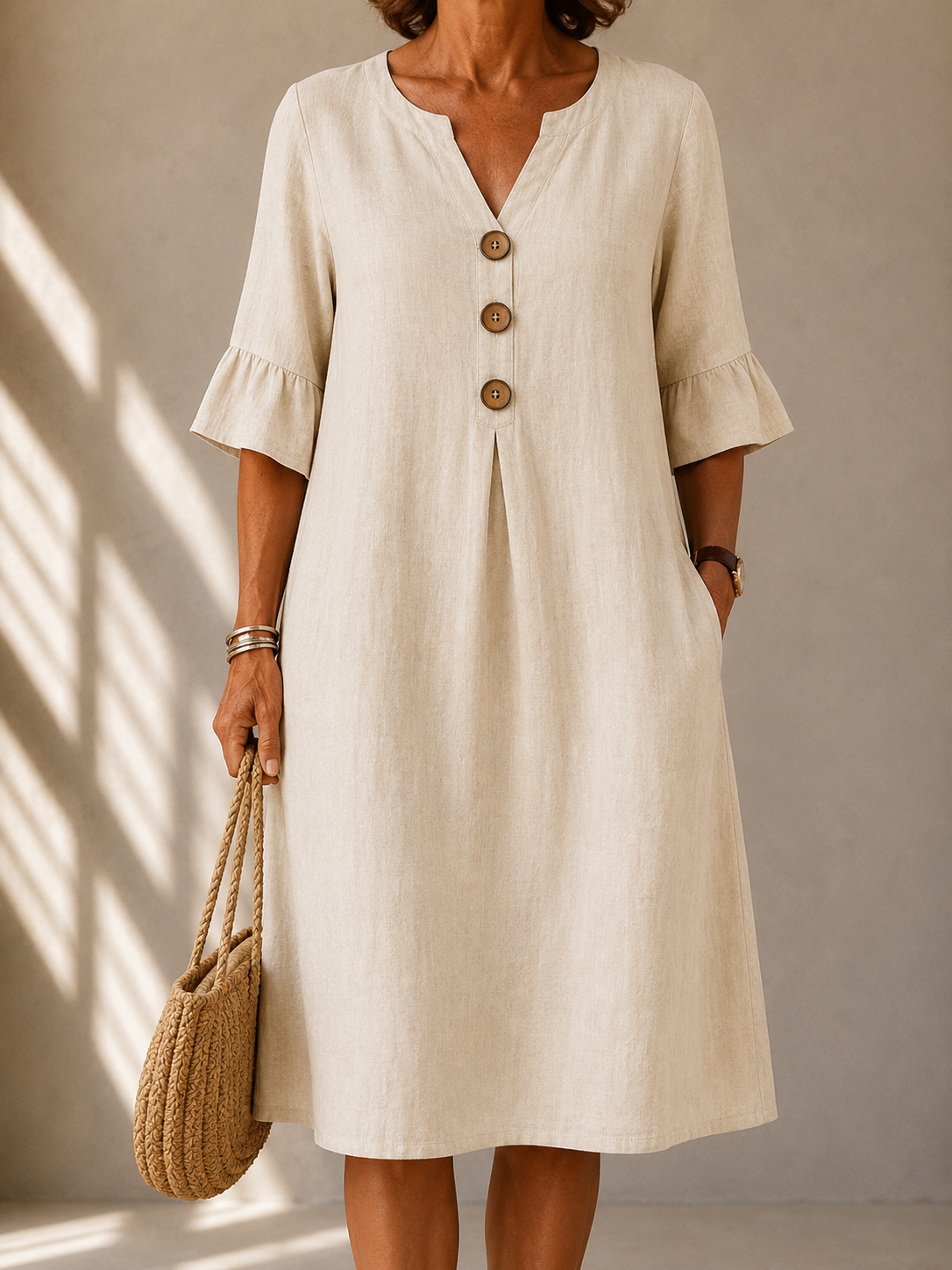 Eleanor – Relaxed Button Midi Dress