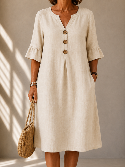 Eleanor – Relaxed Button Midi Dress