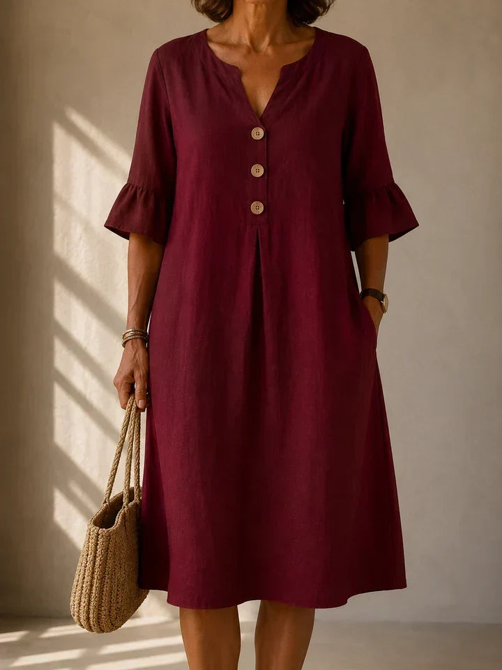 Eleanor – Relaxed Button Midi Dress
