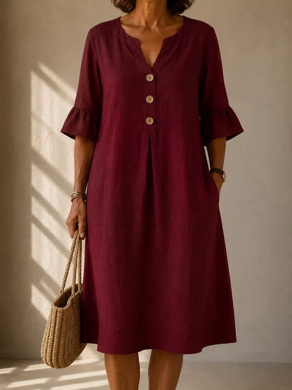 Eleanor – Relaxed Button Midi Dress