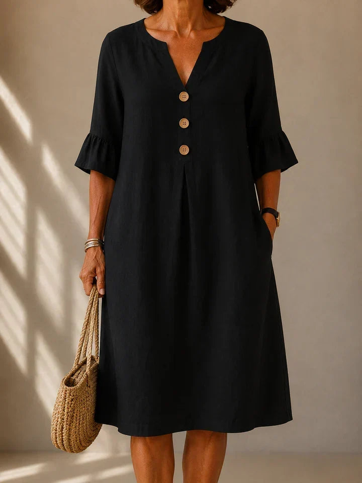 Eleanor – Relaxed Button Midi Dress
