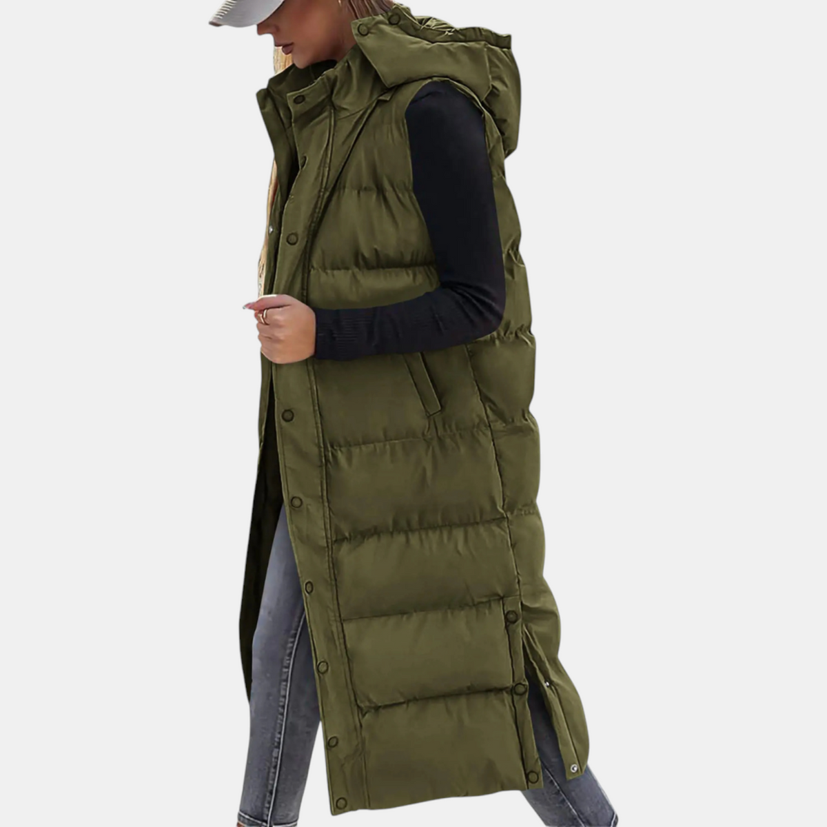 Irene – Long Hooded Quilted Puffer Vest