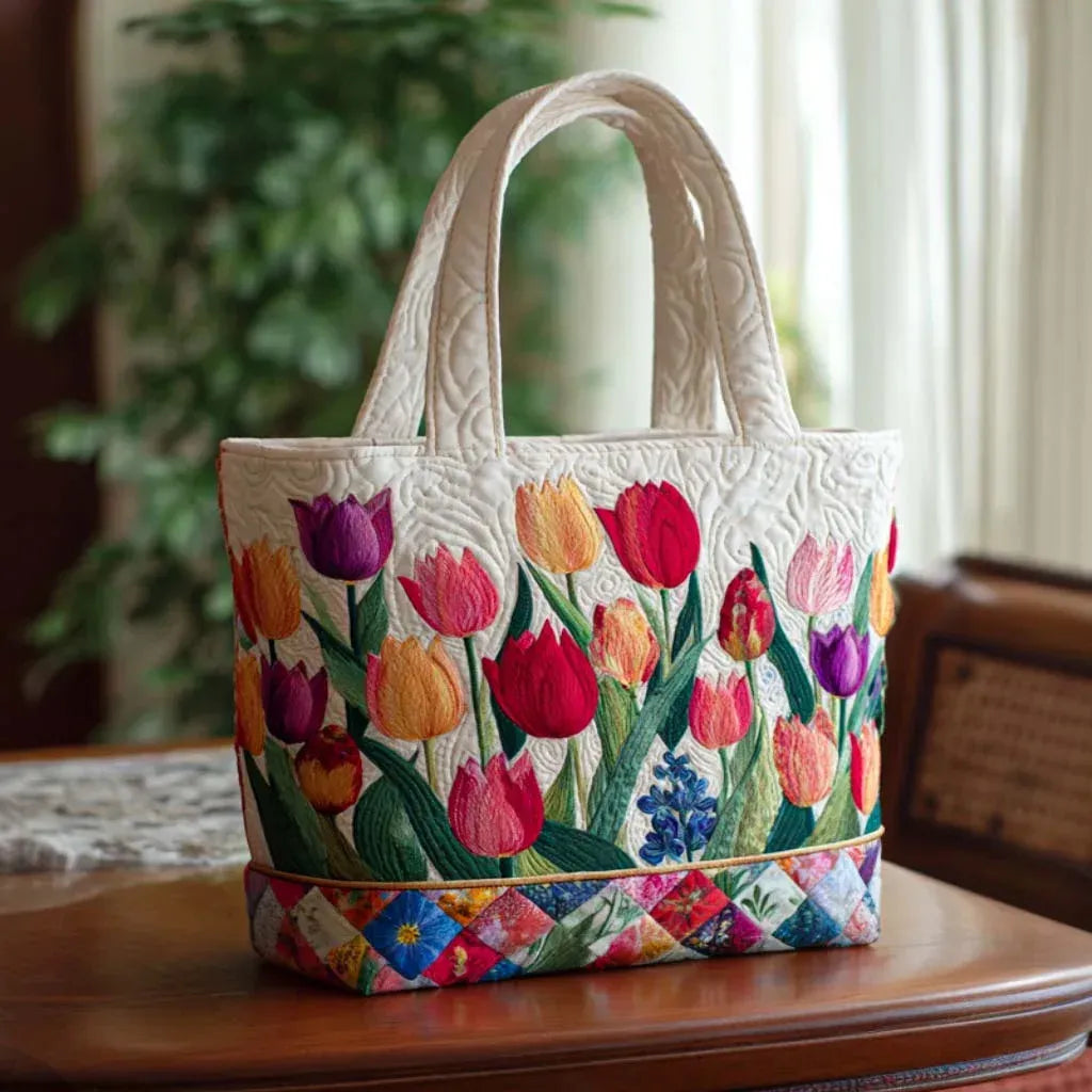 Vanessa – Quilted Tulip Garden Tote Bag