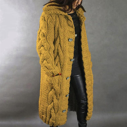 Ramona – Hooded Cable Knit Long Cardigan