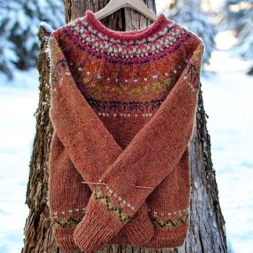 Mae – Fair Isle Knit Jumper with Yoke Detail