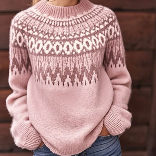 Lila – Fair Isle Knit Jumper with Yoke Pattern
