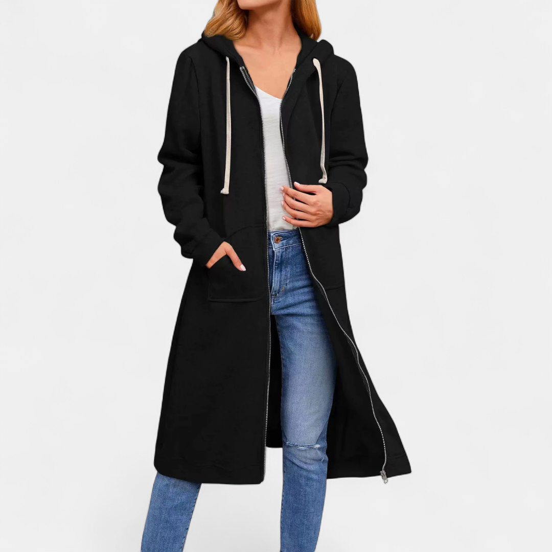 Tina – Relaxed Zip-Up Longline Hoodie