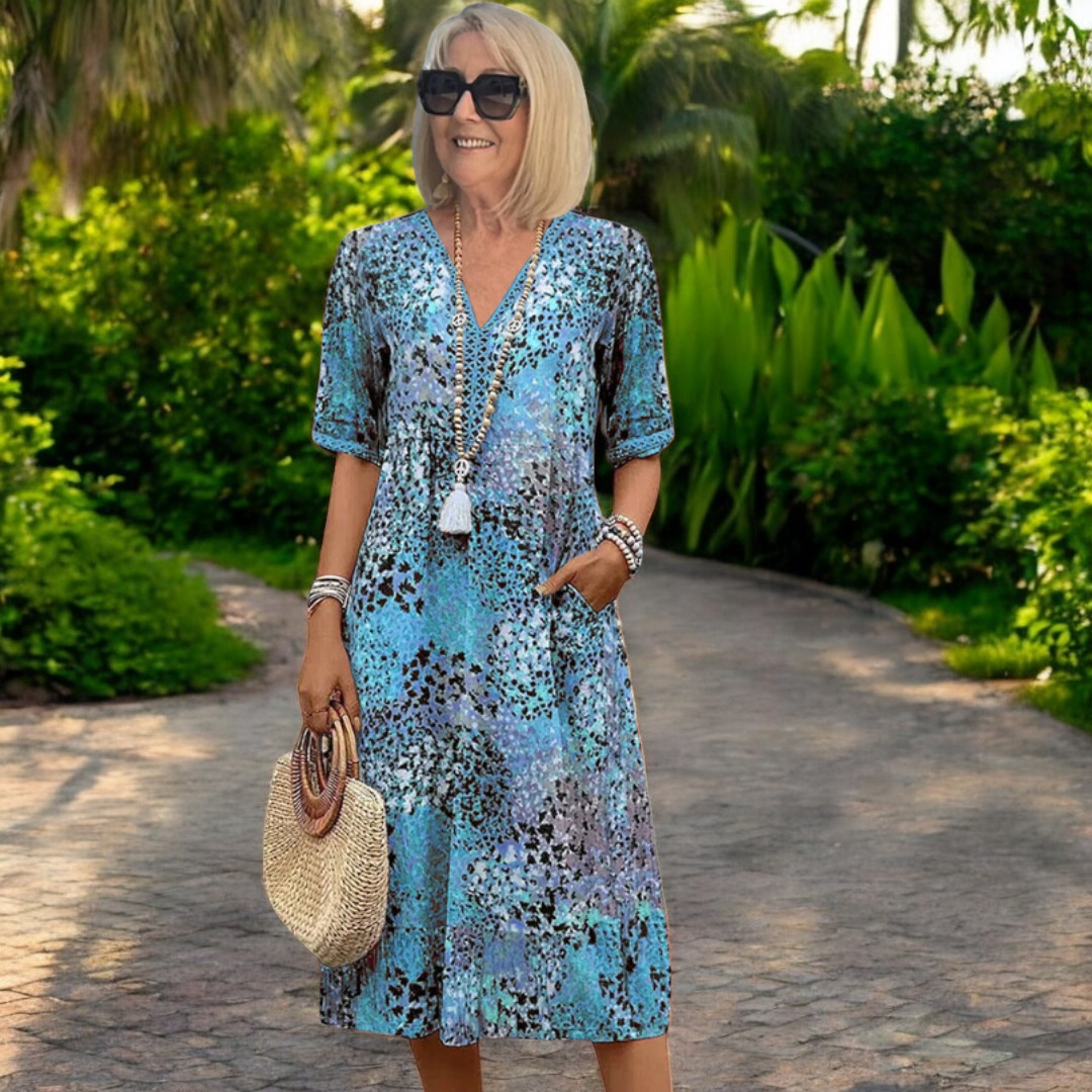 Erin – Printed Boho Midi Dress