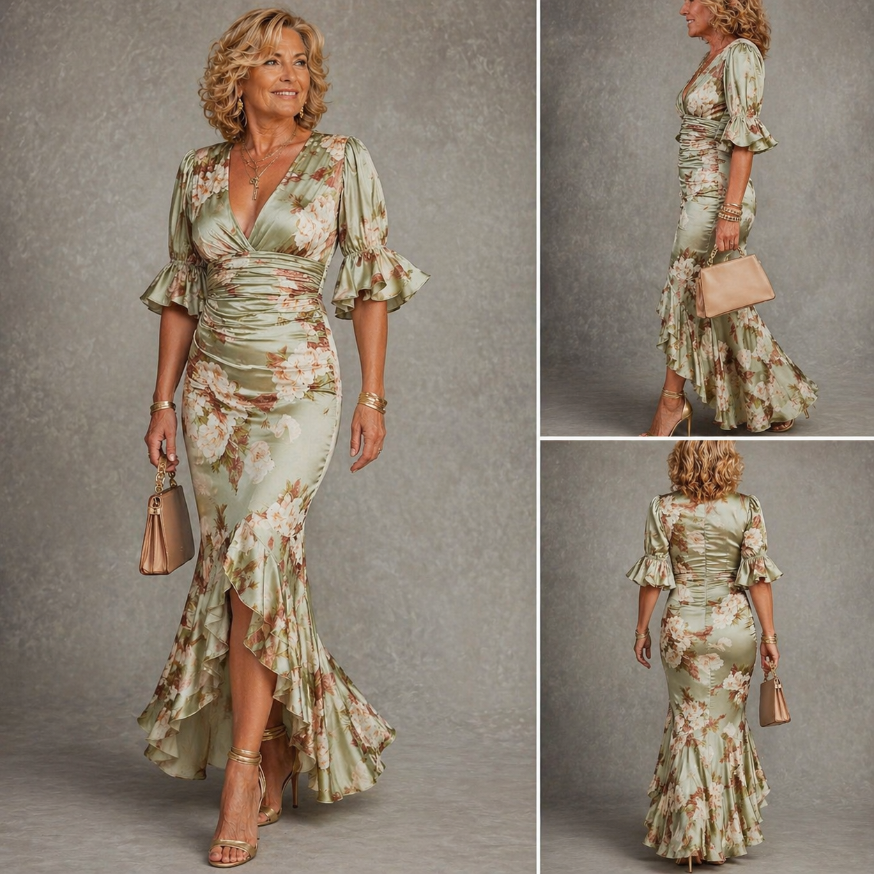 Kassy – Floral Ruched Midi Dress