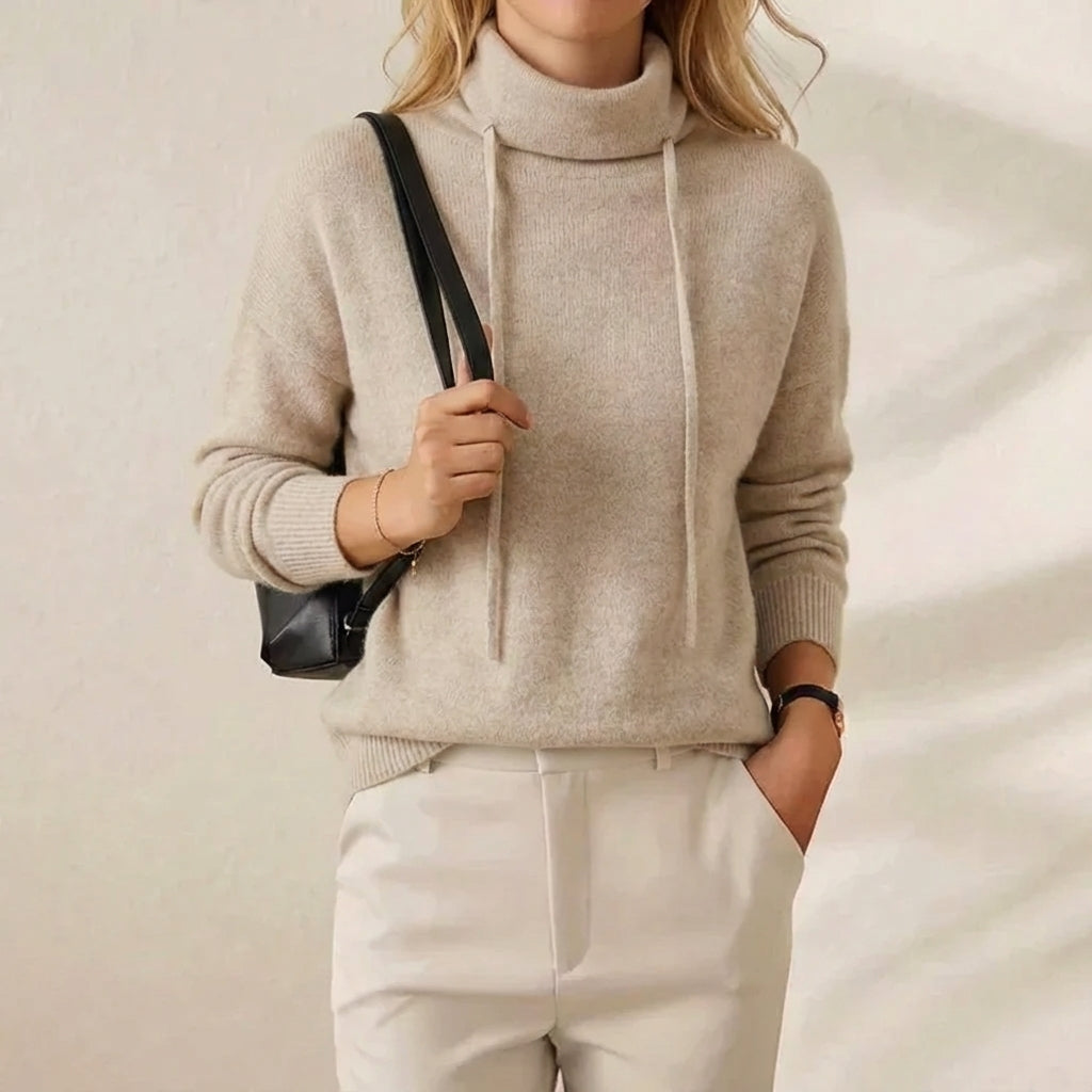 Tammy – Drawstring Cowl Neck Knit Jumper
