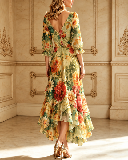 Maria – Floral V-Neck Midi Dress