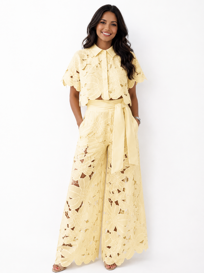 Frances – Floral Lace Wide-Leg Set