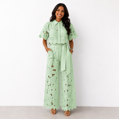 Frances – Floral Lace Wide-Leg Set
