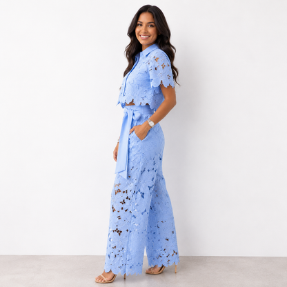 Frances – Floral Lace Wide-Leg Set