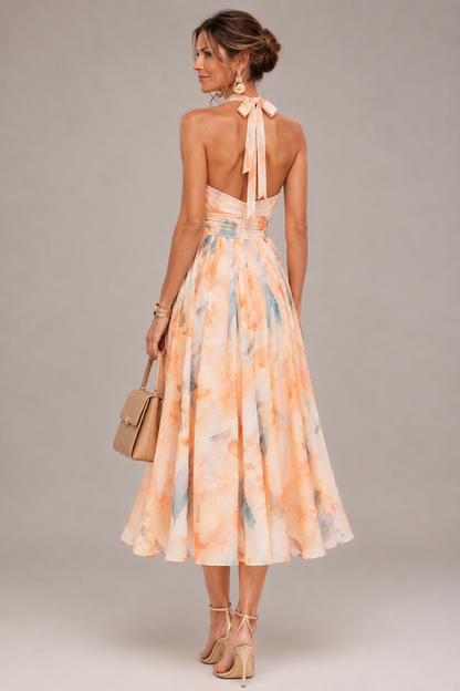Lynn – Floral Halter Neck Midi Dress