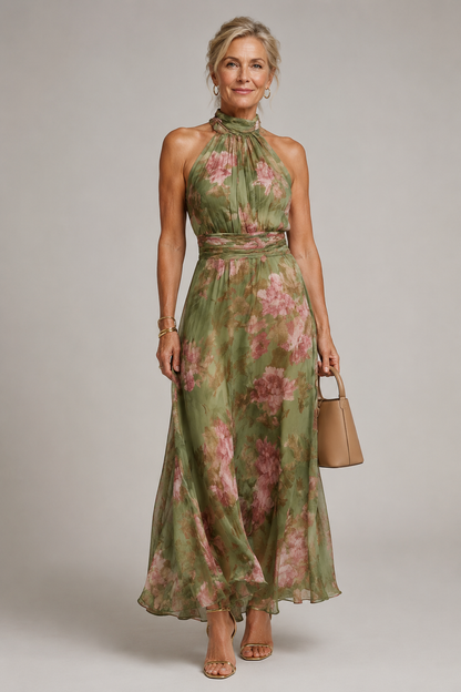 Joanne – Floral Halter Midi Dress