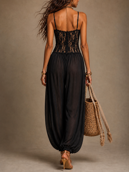 Della – Lace Bodice Harem Jumpsuit